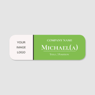 Modern Apple Green and White Elegant Company Logo Name Tag