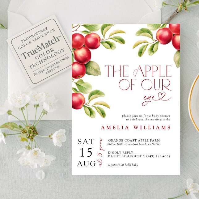 Modern Apple Of Our Eye Fall Autumn Baby Shower Invitation (Creator Uploaded)