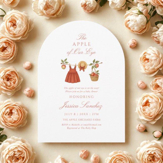 Modern Apple of Our Eye Minimal Baby Shower Invitation (Creator Uploaded)