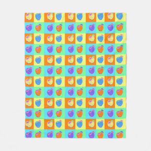 Modern Apple Pattern in Pop Art Style Fleece Blanket