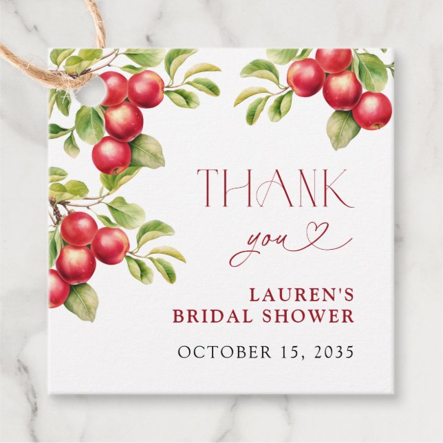 Modern Appley Ever After Apple Shower Thank You Favour Tags (Front)