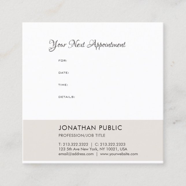 Modern Appointment Reminder Elegant Template Card (Front)