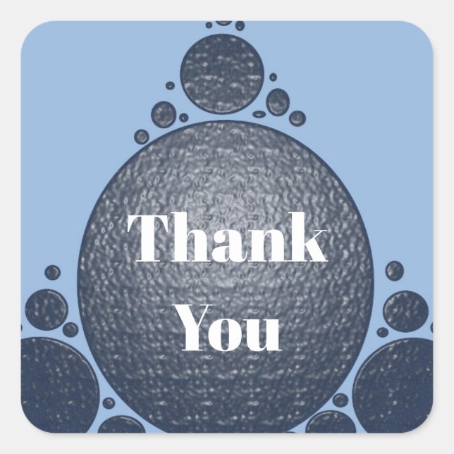 Modern Appreciation Blue Geometric Thank You Square Sticker (Front)