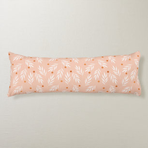 Modern Apricot Pink Floral Leaves Pattern Body Cushion