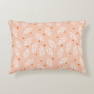 Modern Apricot Pink Floral Leaves Pattern Decorative Cushion