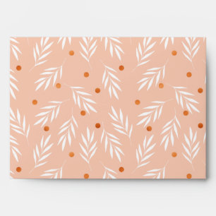Modern Apricot Pink Floral Leaves Pattern Envelopes