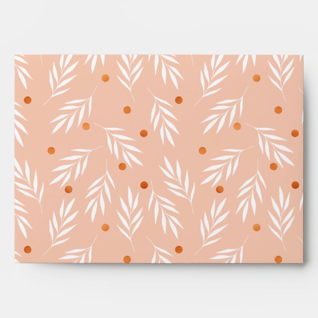 Modern Apricot Pink Floral Leaves Pattern Envelopes (Front)