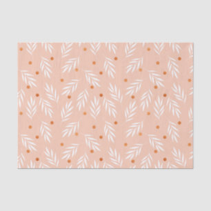Modern Apricot Pink Floral Leaves Pattern Tissue Paper