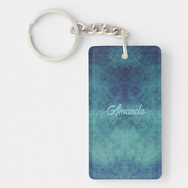 Modern Aqua and Purple Abstract Key Ring (Front)