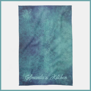 Modern Aqua and Purple Abstract Tea Towel