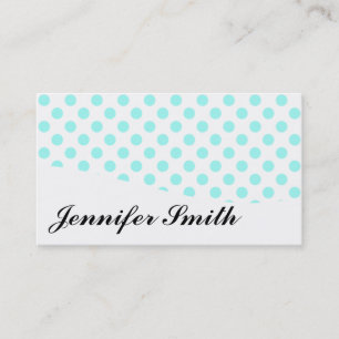 Modern Aqua and White Polka Dot Business Cards