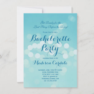 Modern Aqua Blue Bachelorette Party Invitations