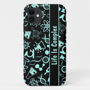 modern aqua blue biochemistry life is complex iPhone 11 case