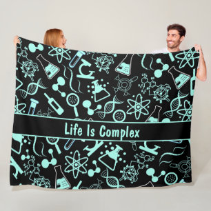 modern aqua blue biochemistry life is complex fleece blanket