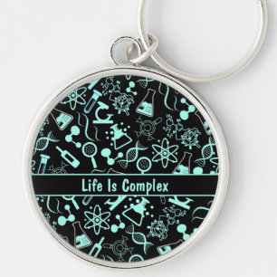modern aqua blue biochemistry life is complex  key ring
