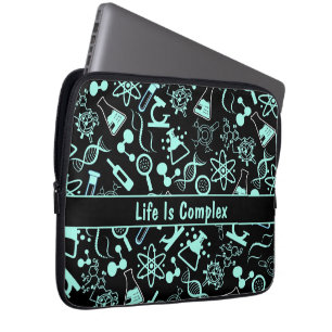 modern aqua blue biochemistry life is complex laptop sleeve