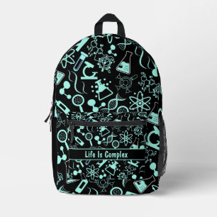 modern aqua blue biochemistry life is complex  printed backpack