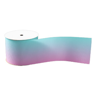 Modern Aqua Blue Pink Gradient Ombre Grosgrain Rib Grosgrain Ribbon