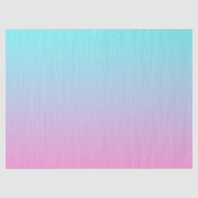 Modern Aqua Blue Pink Gradient Ombre Tissue Paper (Front)