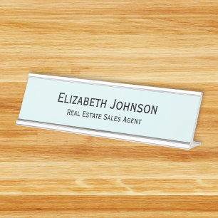 Modern Aqua Blue Professional Business Office Desk Name Plate