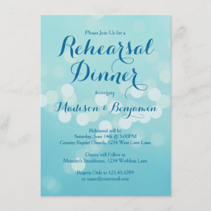 Modern Aqua Blue Rehearsal Dinner Invitations