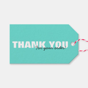 Modern Aqua Blue Thank You for Your Order Hanging Gift Tags