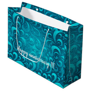 Modern Aqua Blue Trendy Large Gift Bag