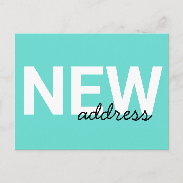 Modern Aqua Blue Typography Moving Announcement  Postcard (Front)