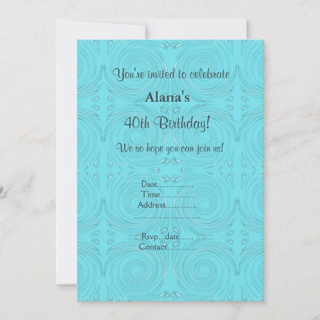 MODERN AQUA BUBBLE SWIRLS PARTY INVITATION (Front)