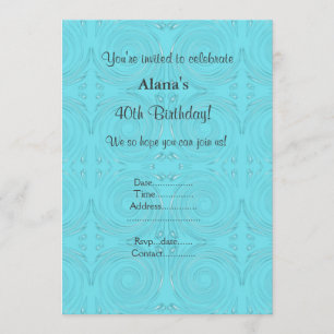 MODERN AQUA BUBBLE SWIRLS PARTY INVITATION