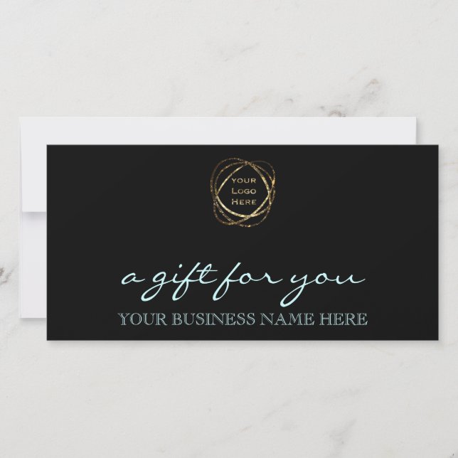 Modern Aqua Business Logo Gift Certificate     (Front)