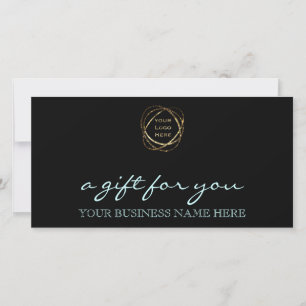 Modern Aqua Business Logo Gift Certificate    