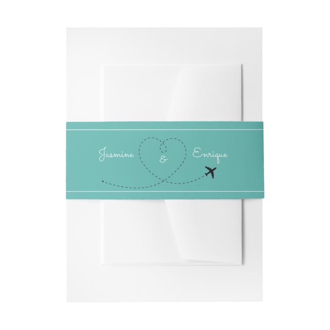 Modern Aqua Destination Wedding Invitation Invitation Belly Band (Front Example)