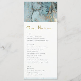 MODERN AQUA DUSKY BLUE GOLD AGATE WEDDING MENU