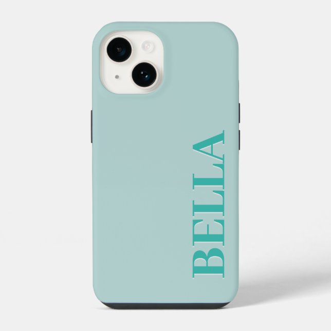 Modern aqua green initial minimal contemporary iPhone case (Back)