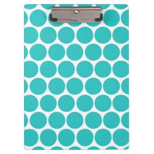 MODERN AQUA GREEN, WHITE POLKA DOTS CLIPBOARD
