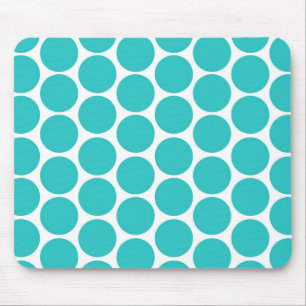MODERN AQUA GREEN, WHITE POLKA DOTS MOUSE MAT