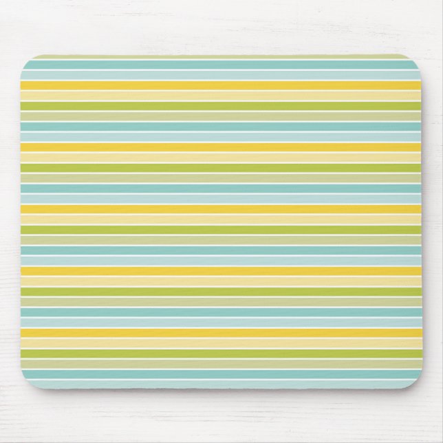 Modern Aqua Green Yellow Stripes Mouse Mat (Front)