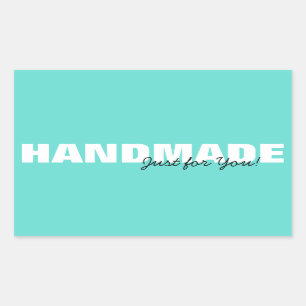 Modern Aqua Handmade Just for You Business or Gift Rectangular Sticker