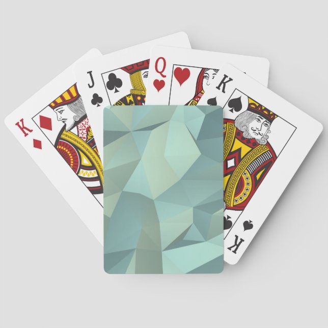 Modern Aqua Low-Poly Playing Cards (Back)