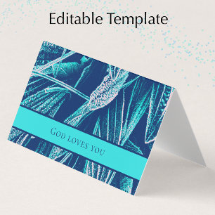 Modern Aqua Nature Custom Bible Scripture Church  Business Card