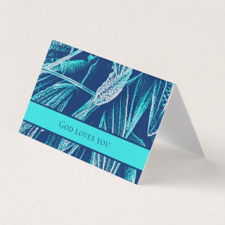 Modern Aqua Nature Custom Bible Scripture Church  Business Card