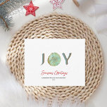 Modern Aqua Nautical Christmas JOY Holiday<br><div class="desc">Simple and Elegant,  Nautical Christmas JOY holiday Card featuring watercolor Sand dollar as 'O"</div>