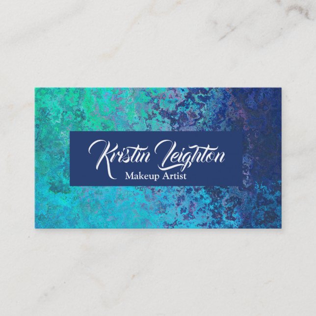 Modern Aqua Navy Ocean Abstract Business Card (Front)