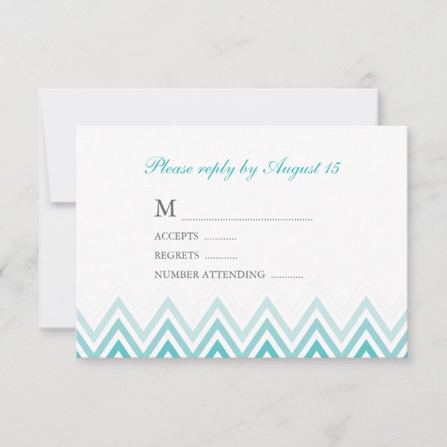 Modern Aqua Ombre Chevrons Response Cards (Front)