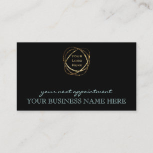 Modern Aqua on Black Custom Business Logo    Appointment Card