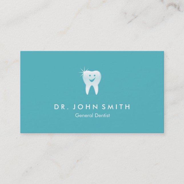 Modern Aqua Shiny Smiling Tooth Dental Appointment (Front)