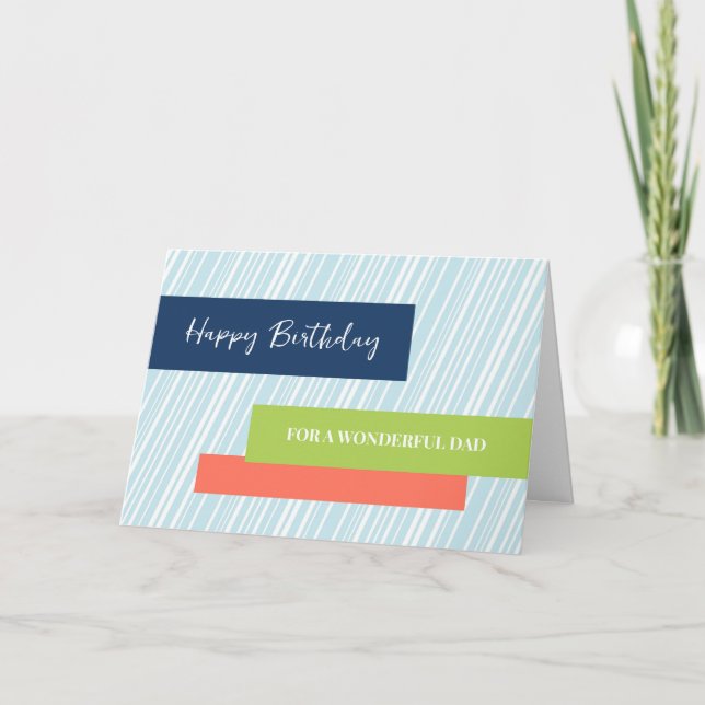 Modern Aqua Stripes Dad Birthday Card (Front)