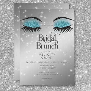 Modern Aqua Teal Glam Eyes Bridal Brunch Invitation