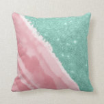 Modern Aqua Teal Pink Glitter Watercolor Beach Cushion<br><div class="desc">This artsy and modern beach themed artwork is perfect for chic and glamourous summer vibes. It features hand-painted watercolor blush and bubblegum pink abstract sandy beach with faux printed aqua teal green sparkly glitter. It's girly, elegant, pretty, and unique! ***IMPORTANT DESIGN NOTE: For any custom design request such as matching...</div>